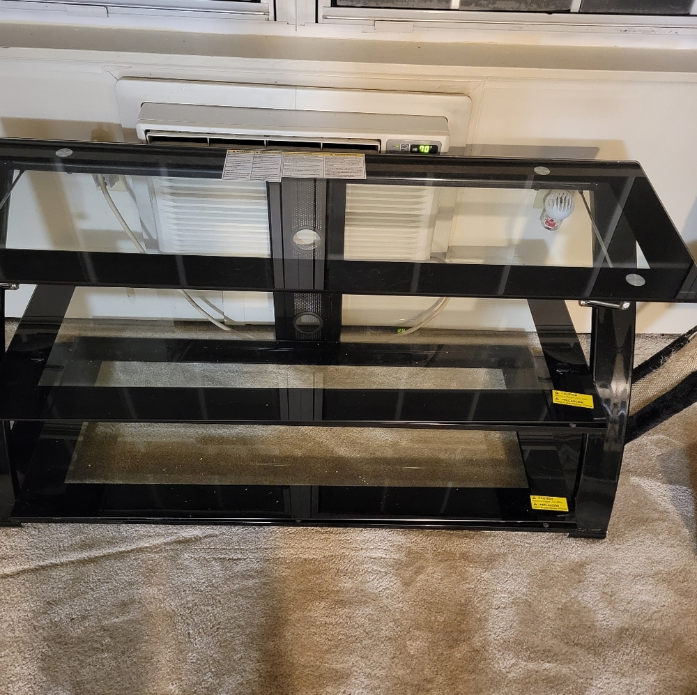 Metal and glass TV stand